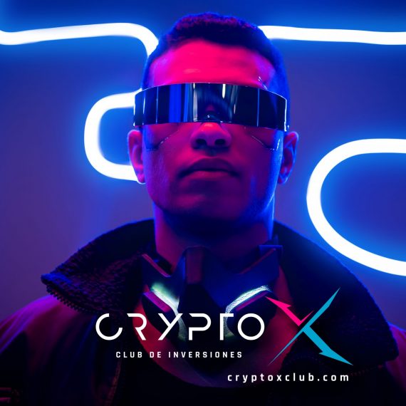 mixed race cyberpunk player in futuristic glasses near blue neon